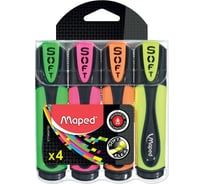 Набор текстовыделителей Maped Fluo Pep's Ultra soft 4 шт, ассорти, гибкий наконечник, 1-5 мм 151672