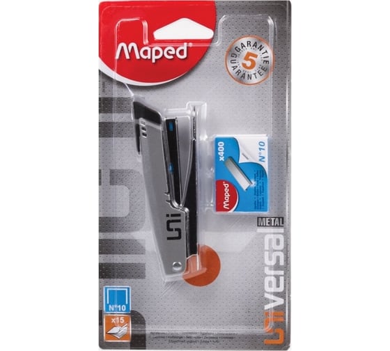 Степлер MAPED Universal Metal №10, металлический, до 12 листов, + 400 скоб, серый 223141