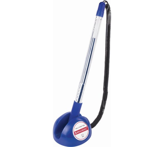 Ручка 24 шт в упаковке BRAUBERG шариковая настольная Counter Pen СИНЯЯ пружинка корпус синий 05мм  143259 1