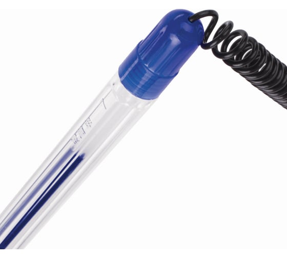 Ручка 24 шт в упаковке BRAUBERG шариковая настольная Counter Pen СИНЯЯ пружинка корпус синий 05мм  143259