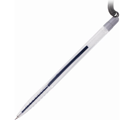 Ручка BRAUBERG шариковая настольная Counter Pen СИНЯЯ пружинка корпус серебристый 05мм  143258