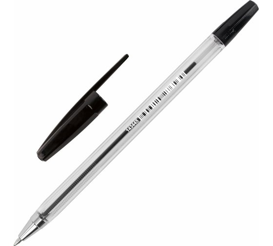 Ручка BRAUBERG шариковая M-500 CLASSIC ЧЕРНАЯ корпус прозрачный, узел 0,7 мм, линия 0,35 мм 50 шт 143445