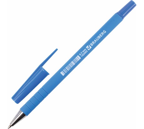 Ручка 12 шт в упаковке BRAUBERG шариковая Capital blue СИНЯЯ корпус soft-touch голубой 07мм линия 035мм 142493