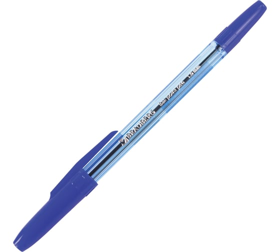 Ручка 50 шт в упаковке BRAUBERG шариковая Carina Blue СИНЯЯ корпус тонированный синий 1мм линия 05мм  141669