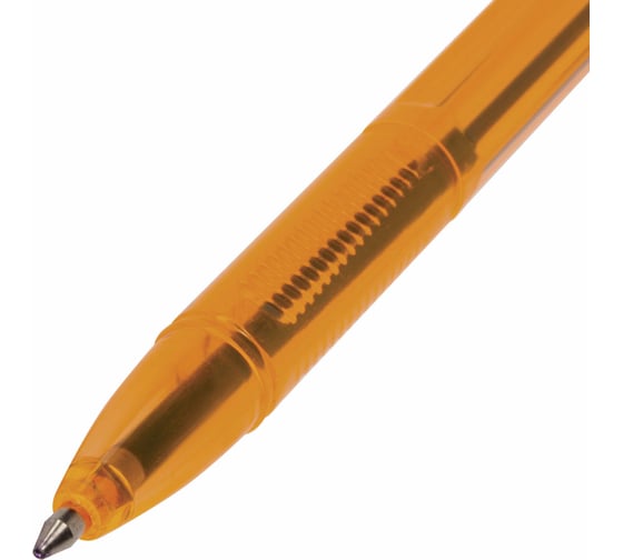 Ручка 50 шт в упаковке BRAUBERG шариковая X-333 AMBER СИНЯЯ корпус тониров. оранжевый 07мм линия 035мм  142832