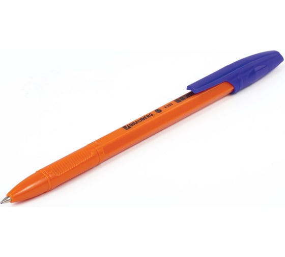 Ручка 50 шт в упаковке BRAUBERG шариковая X-333 Orange СИНЯЯ корпус оранжевый узел 07мм линия 035мм  142409