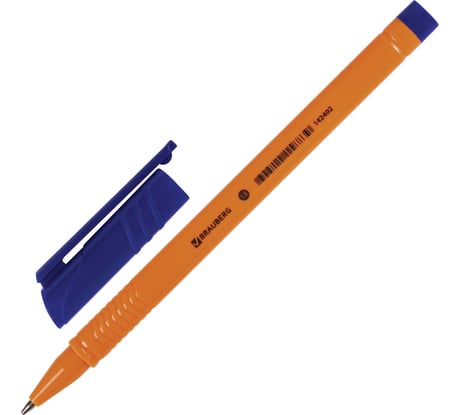 Ручка шариковая BRAUBERG ORANGE, синяя, трехгранная, корпус оранжевый, узел 1 мм, линия письма 0,5 мм 142402