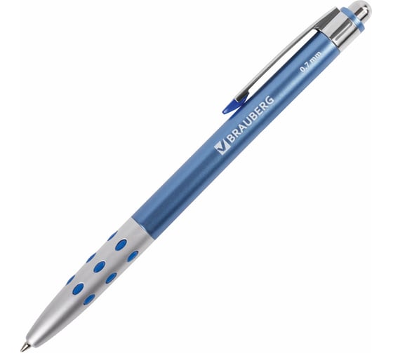 Ручка BRAUBERG шариковая автомат. Smart Metallic СИНЯЯ корпус металлик 0,7 мм линия 0 35 мм 12 шт 140665