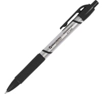 Ручка BRAUBERG шариковая автомат. с грипом Leader ЧЕРНАЯ корп. с печатью, 0,7 мм, линия 0,35 мм, 12 шт 141541