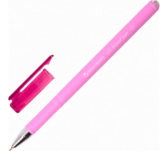 Ручка 12 шт в упаковке BRAUBERG шариковая масляная FRUITY Pastel СИНЯЯ soft-touch 07мм линия 035мм  142958