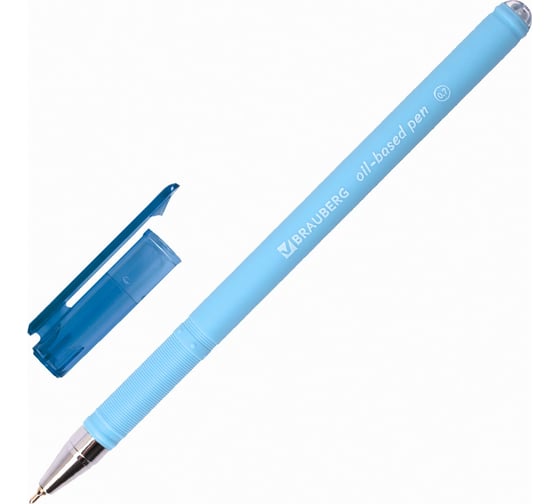 Ручка 12 шт в упаковке BRAUBERG шариковая масляная FRUITY Pastel СИНЯЯ soft-touch 07мм линия 035мм  142958
