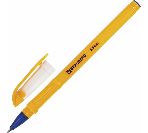 Ручка 12 шт в упаковке BRAUBERG шариковая масляная Oil Sharp СИНЯЯ корпус оранжевый 07мм линия 05мм  141532