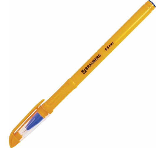 Ручка 12 шт в упаковке BRAUBERG шариковая масляная Oil Sharp СИНЯЯ корпус оранжевый 07мм линия 05мм  141532