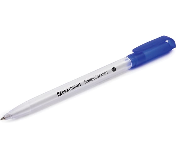 Ручка 12 шт в упаковке BRAUBERG шариковая масляная Olive Pen СИНЯЯ корпус прозрачный 07мм линия 05мм  141476