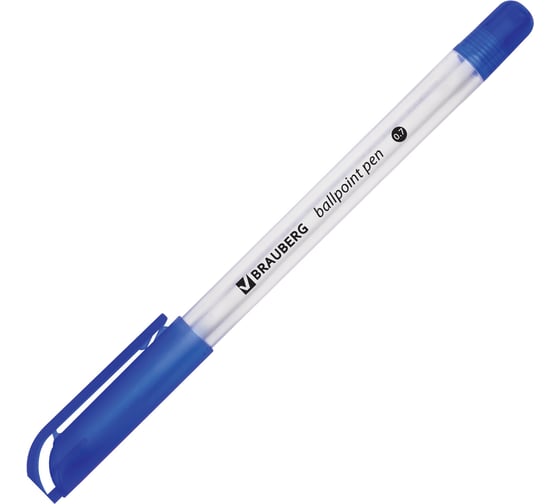 Ручка 12 шт в упаковке BRAUBERG шариковая масляная Olive Pen СИНЯЯ корпус прозрачный 07мм линия 05мм  141476