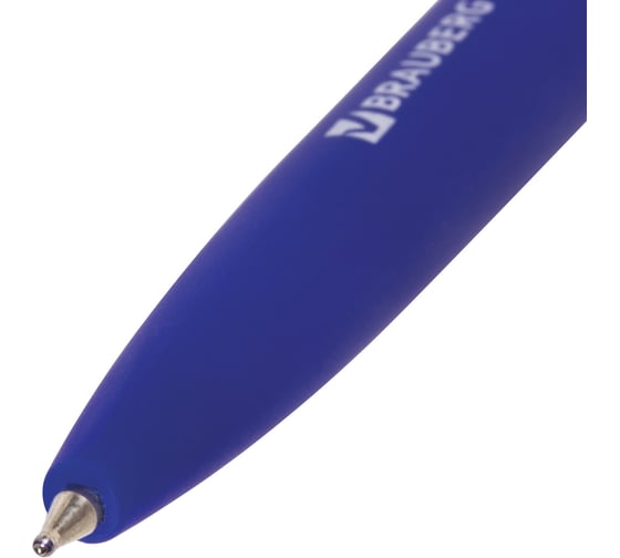 Ручка 12 шт в упаковке BRAUBERG шариковая масляная автомат. Sky Blue СИНЯЯ soft-touch 07мм линия 035мм  142946