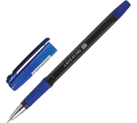 Ручка BRAUBERG шариковая масляная с грипом i-Rite GT PRO синяя корпус тонир. черный 0,4 мм 143303