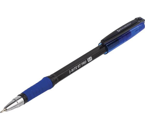 Ручка BRAUBERG шариковая масляная с грипом i-Rite GT PRO синяя корпус тонир. черный 0,4 мм 143303