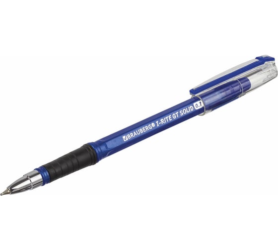 Ручка BRAUBERG шариковая масляная с грипом i-Rite GT Solid СИНЯЯ корпус синий, узел 0,7 мм 143305