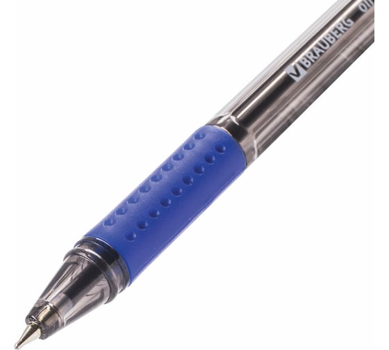 Ручка 12 шт в упаковке BRAUBERG шариковая масляная с грипом Black Tone СИНЯЯ корпус тониров. 07мм 035мм  142951