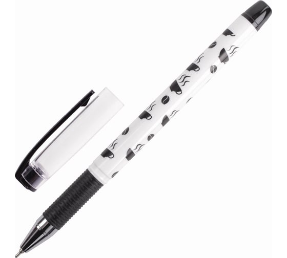 Ручка 12 шт в упаковке BRAUBERG шариковая масляная с грипом BLACKWHITE Coffee СИНЯЯ 07мм линия 035мм  142957