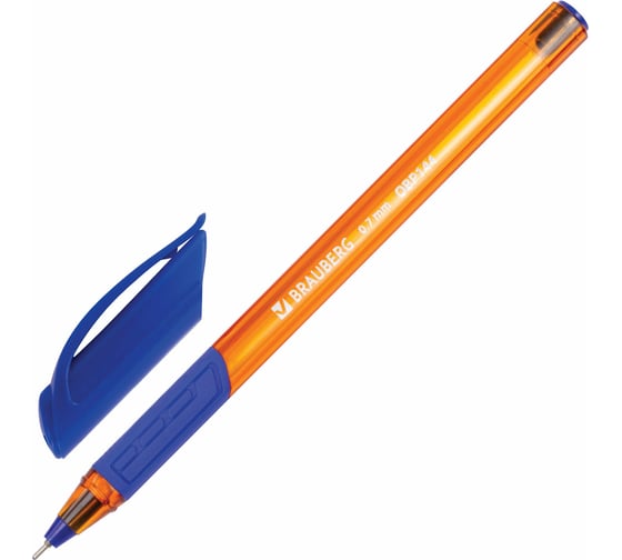 Ручка BRAUBERG шариковая масляная с грипом Extra Glide GT Tone Orange СИНЯЯ 0,7 мм, 0,35 мм 12 шт 142923