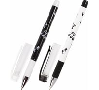 Ручка 12 шт в упаковке BRAUBERG шариковая масляная с грипом BLACKWHITE Melody СИНЯЯ 07мм линия 035мм 142658