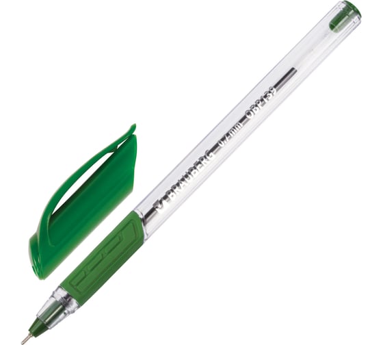 Ручка BRAUBERG шариковая масляная с грипом Extra Glide GT ЗЕЛЕНАЯ трехгр 0, 7 мм, линия 0,35 мм 12 шт 142921
