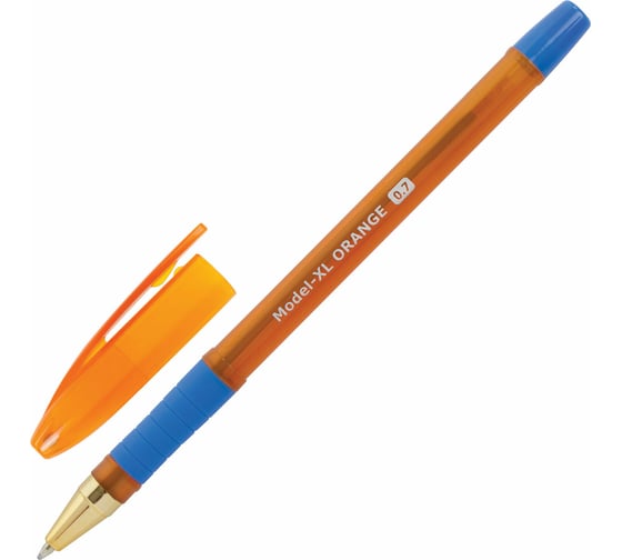 Ручка 12 шт в упаковке BRAUBERG шариковая масляная с грипом Model-XL ORANGE СИНЯЯ узел 07мм линия 035мм  143246