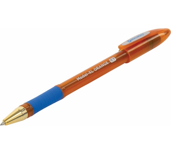 Ручка 12 шт в упаковке BRAUBERG шариковая масляная с грипом Model-XL ORANGE СИНЯЯ узел 07мм линия 035мм  143246