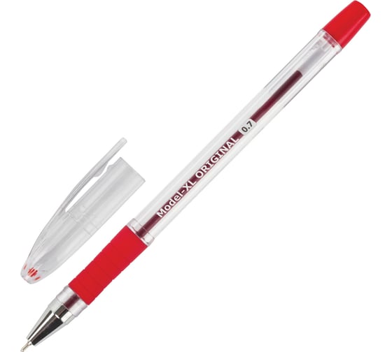 Ручка BRAUBERG шариковая масляная с грипом Model-XL ORIGINAL красная, узел 0.7 мм, линия 0.35 мм 143244