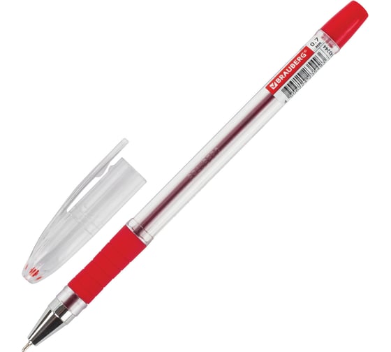 Ручка BRAUBERG шариковая масляная с грипом Model-XL ORIGINAL красная, узел 0.7 мм, линия 0.35 мм 143244