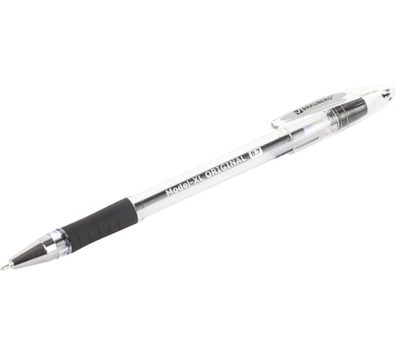 Ручка 12 шт в упаковке BRAUBERG шариковая масляная с грипом Model-XL ORIGINAL ЧЕРНАЯузел 07ммлиния 035мм  143243