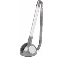 Ручка 100 шт в упаковке BRAUBERG шариковая настольная Стенд-Пен СИНЯЯ пружинка корпус серебристый 05мм  142164