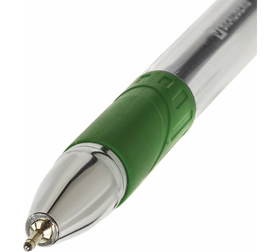 Ручка 12 шт в упаковке BRAUBERG шариковая масляная с грипом Max-Oil ЗЕЛЕНАЯ игольч.узел 07мм линия 035мм  142144