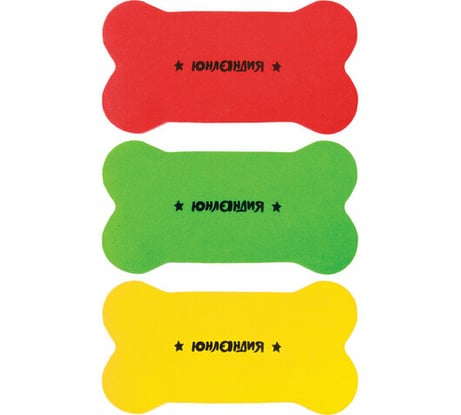 Магнитные стиратели для магнитно-маркерной доски ЮНЛАНДИЯ Косточка, 55х110 мм, комплект 3 шт 237503