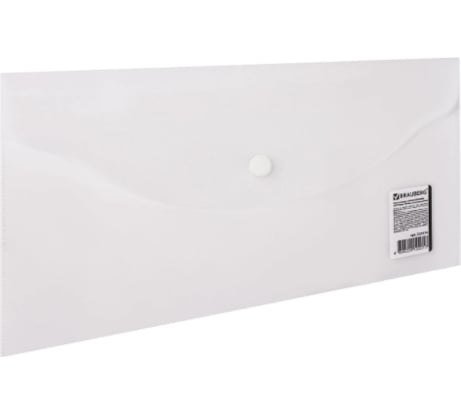 Папка-конверт 10 шт в упаковке BRAUBERG с кнопкой МАЛОГО ФОРМАТА 250х135 мм матовая прозрачная 018 мм  227316