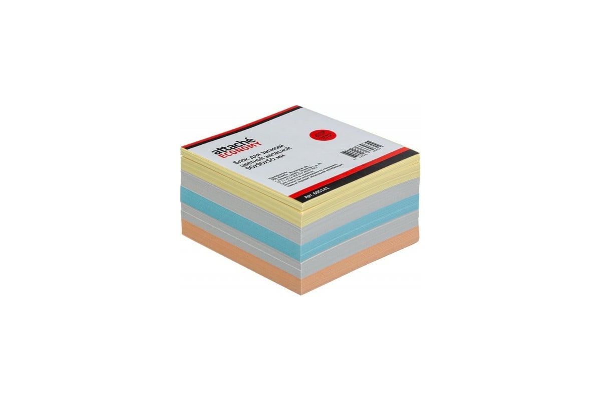 Цветной запасной блок-кубик 36 шт в упаковке Attache ЭКОНОМ 9х9х5 60-80 ...