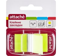 Пластиковые клейкие закладки 48 шт в упаковке Attache 25 листов 25х45 мм желтые 166081