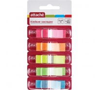 Пластиковые клейкие закладки 24 шт в упаковке Attache PET-01 5 цветов по 25 листов 12х45 мм 166746