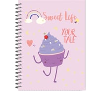 Бизнес-тетрадь Attache Selection А5, 96л, клетка, греб, матированный ламинированный Sweet Life Капкейк 1223669