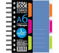 Бизнес-тетрадь Attache Selection 140л, клетка, А6, SPIRAL BOOK синий, евроспираль, обложка пластиковая, разделитель  84113 737342