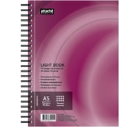 Бизнес-тетрадь Attache Selection 100л, клетка, А5, LightBook, спираль, обложка бордо, блок белый 70г/м 494595