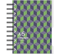 Бизнес-тетрадь Attache Selection А6, 150л, клетка, пластик, спираль SPRING BOOK син/зел 84237 1014476