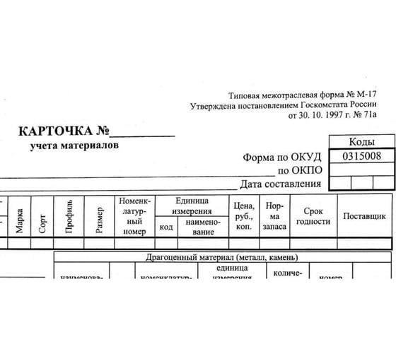 Бухгалтерские бланки Attache Карточка учета материалов М17 А5 50шт. в термоуп. 61855