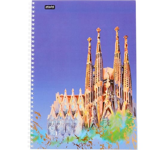 Бизнес-тетрадь Attache Selection А4, 96л, клетка, греб, ламинированная обложка Travel Spain 1061707
