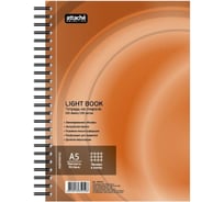 Бизнес-тетрадь Attache Selection 100л, клетка, А5, LightBook, спираль, обложка оранжевый, блок белый 70г/м 494596