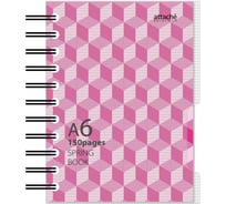 Бизнес-тетрадь Attache Selection А6, 150л, клетка, пластик, спираль SPRING BOOK розовый 84239 1014478