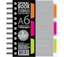 Бизнес-тетрадь Attache Selection 140л, клетка, А6, SPIRAL BOOK серый, евроспираль, обложка пластиковая, разделитель 84115 737344