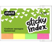 Бумажные клейкие закладки 48 шт в упаковке Attache Selection 4 цвета по 50 листов 50х12 мм 383742